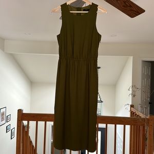 J .Crew button-back midi dress. Olive color. Size 2